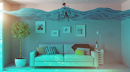 Couch underwater in staged photo - FirstService Residential
