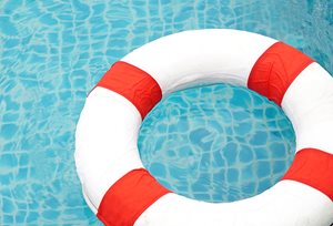 safety raft floating in swimming pool