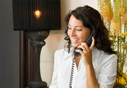 Property management professional serving residents on the phone